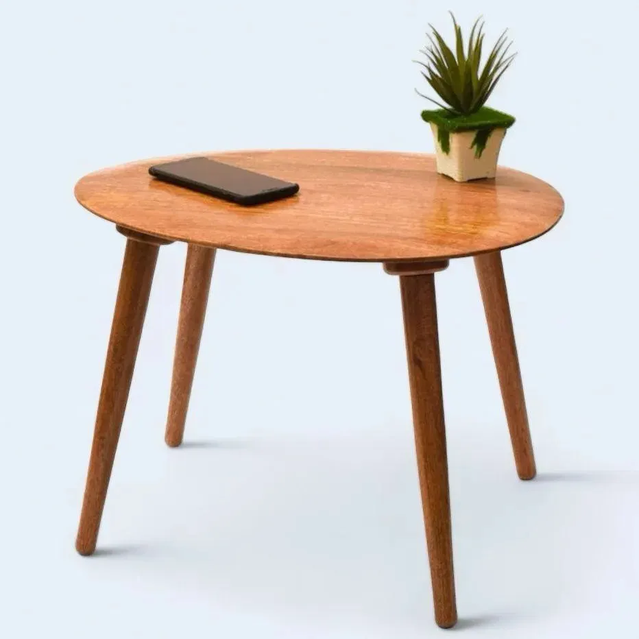 Wooden Twist Pokily Mango Wood Oval Shape Foldable Side Table