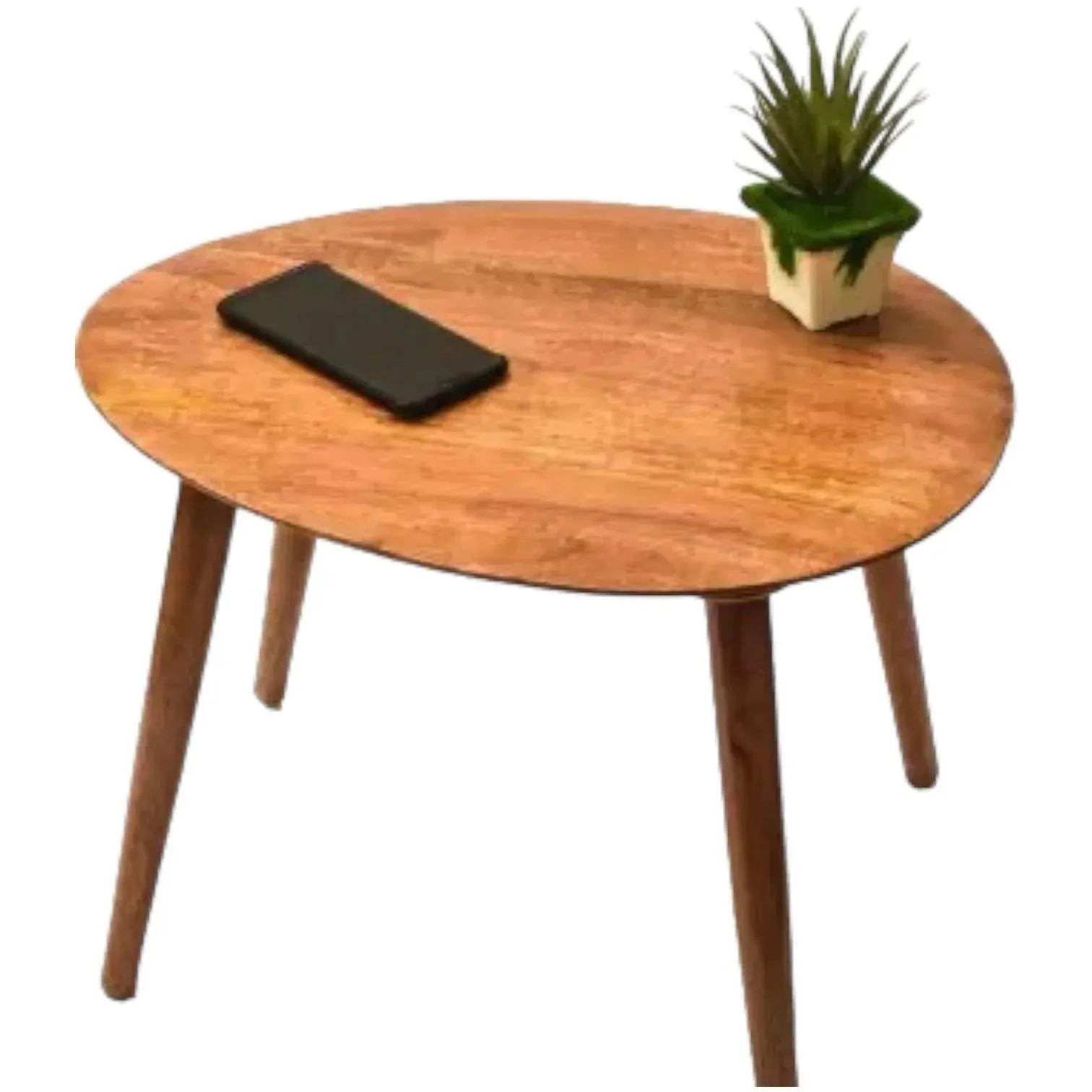 Wooden Twist Pokily Mango Wood Oval Shape Foldable Side Table